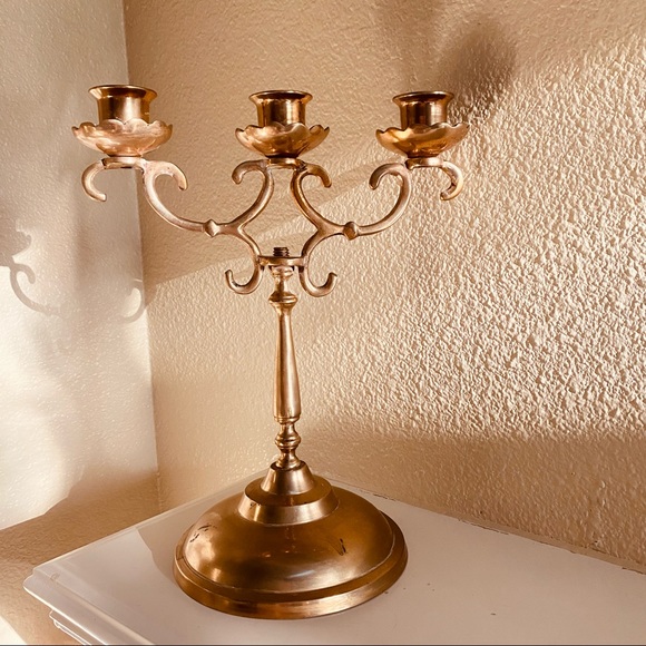 Vintage Brass Elegance 3 Arms Candelabra Candleholder cottagecore